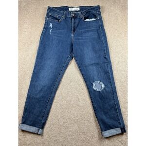 Signature Levi Strauss & Co. Mid Rise Boyfriend Jeans Womens 12 Blue Distressed